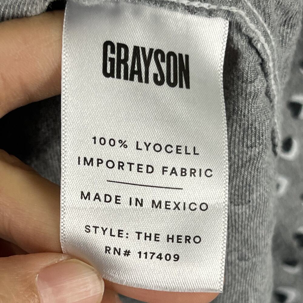 Grayson The Hero Top Womens 3 Medium Gray Heart Print Lyocell Button Up Soft - Picture 7 of 15
